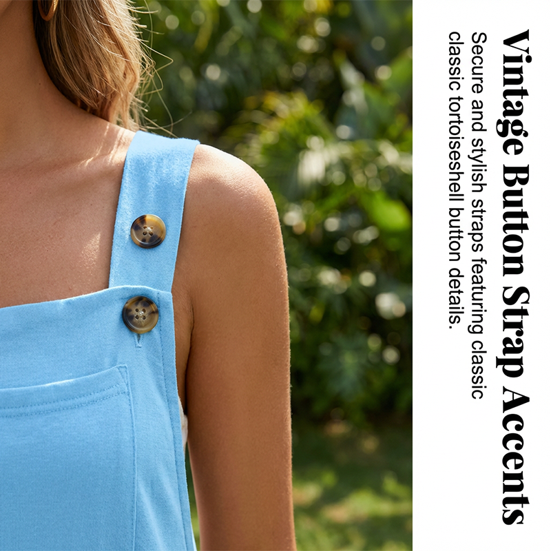 Combinaison femme ample sans manches à bretelles boutonnées