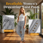 Pantalon femme en coton léger avec taille élastique et boutons décoratifs