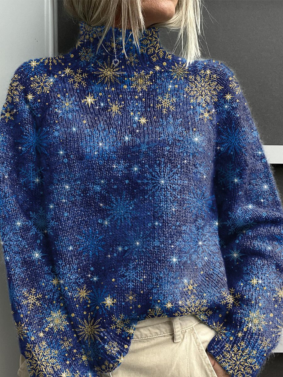 Pull col roulé en tricot épais pour femme chaud et coloré