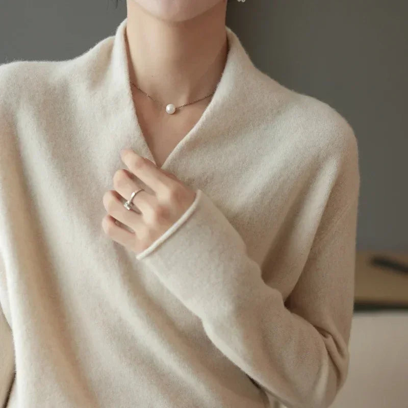 Pull Cache-Cœur Femme Col V en Maille Élégante